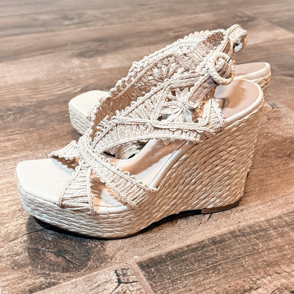 Paloma Barceló Women's Natural Raffia Espadrilles Wedge Heel, Cream,38 (8) - Picture 7 of 9